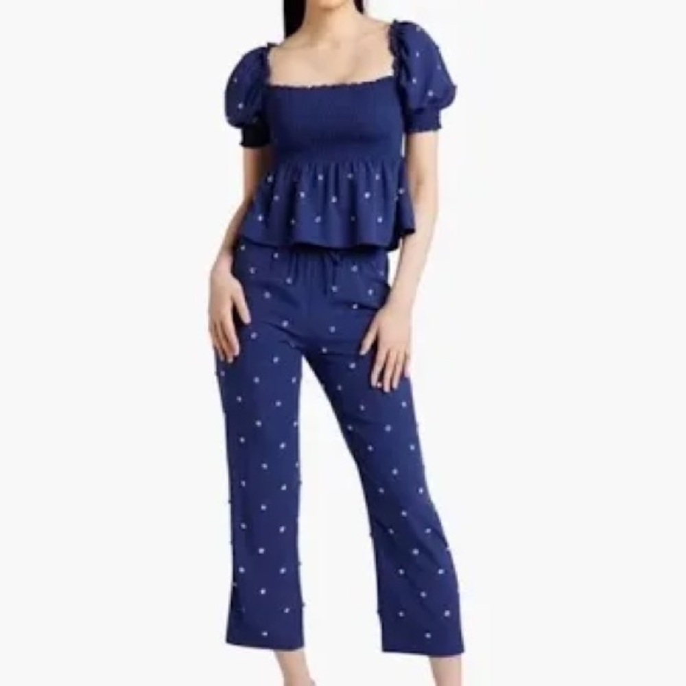 Hill House navy blue jewel jammie pants, size M